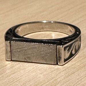 Stauer Meteorite Rectangular Signet Statement Ring, Size 10